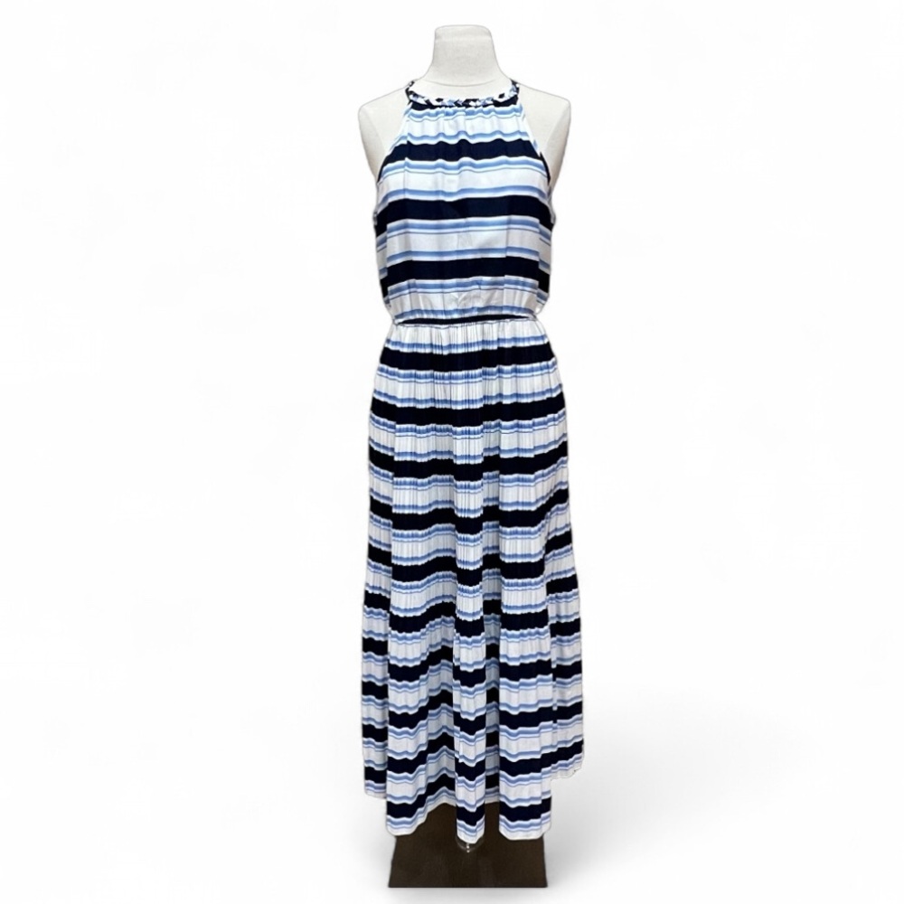 Arloh Blue Striped Halter Maxi Dress Size Small - Picture 12 of 12